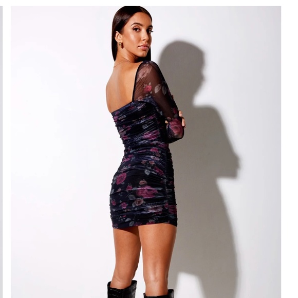 Motel Rocks Mariane Bodycon Dress in Vintage Rose y2k 120 - Picture 3 of 6